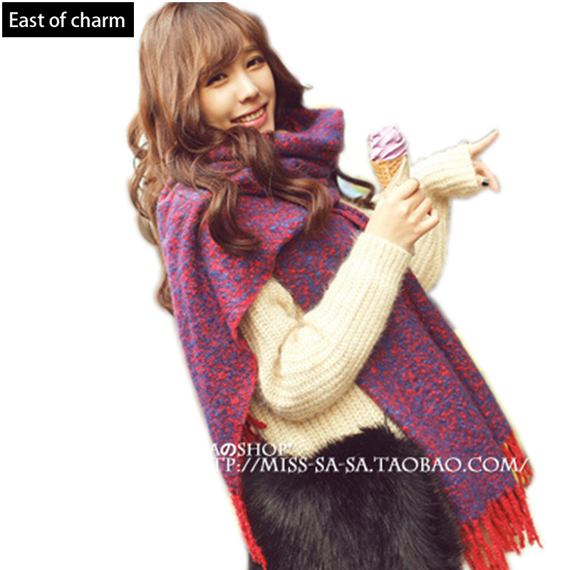 Fashion Variegated Wool Fringed Soft Female Scarf ...