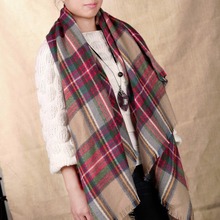 New Vintage Women Oversized Blanket Tartan Scarf Trendy Elegant Wrap Shawl Plaid Cozy Faux Cashmere New Hot Selling