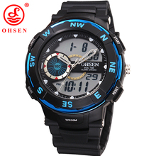 OHSEN Brand Men Boy Sports Watches LED Digital Quartz Watch Multifunction Waterproof Dive Swim Outdoor Military