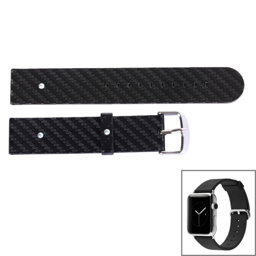 Brown Band 38mm Carbon Fiber Texture Replacement Leather Watchband for Apple Watch
