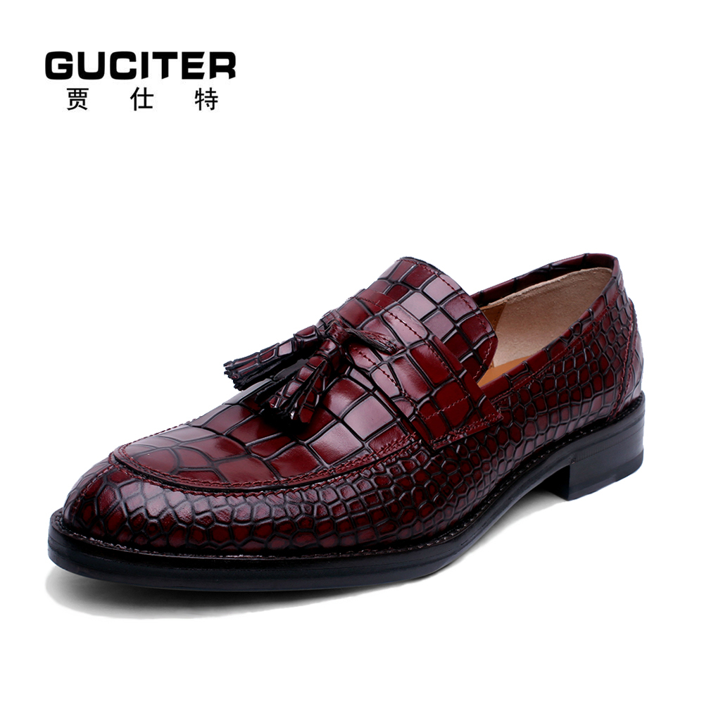 ... Pattern men's leather shoes tassel slip-on Italian made-to-order shoes