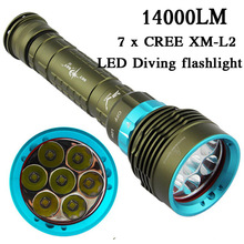 2016 New 14000 Lumen Underwater 200m Torch 7 X Cree Xm-l2 Led Scuba Diving Flashlight Light For 3×18650 Or 26650 Battery