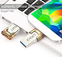 EAGET v80 USB disk 16G 32G Smart phone Micro USB Flash drive computer USB3.0 pen drive double plug dual-use Memory Flash Stick