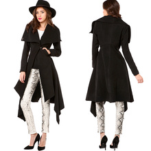 Aierwill Fan Yanwei hem Lapel waist double pocket long coat jacket