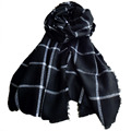 200CM Fashion Plaid Scarf Women Spain Luxury Shawl Cashmere Cotton British Style Pashimina Winter Poncho Black