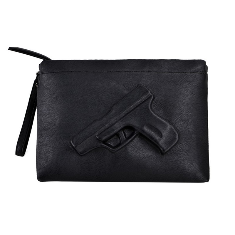 Unique women messenger bags 3D Print Gun Bag Designer Pistol Handbag Black Fashion Shoulder Bag Day