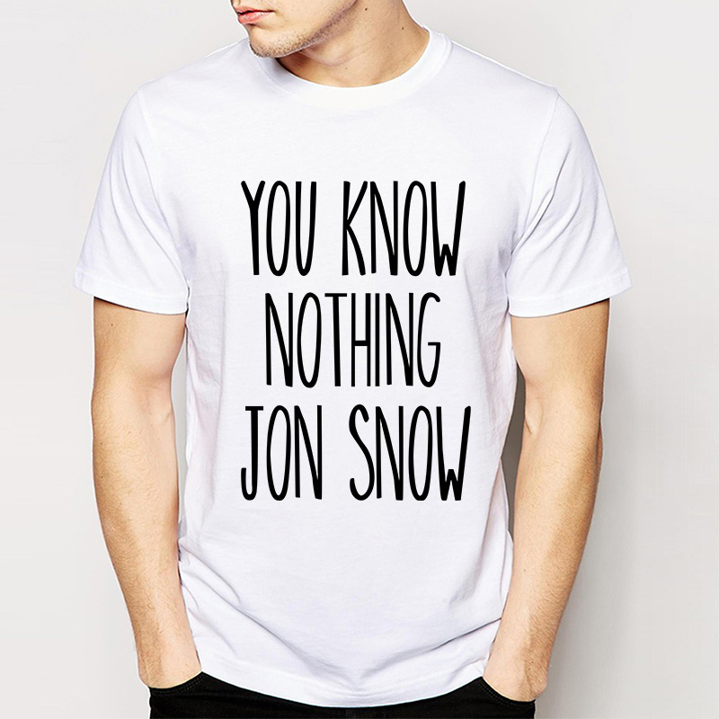 Game Of Thrones You Know Nothing Jon Snow Tshirts Male Short Sleeve Tops Summer New Arrival