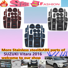 High Quality for SUZUKI Vitara 2016 18pcs car styling Groove Gate Slot Armrest Storage Rubber non-slip mats inner door pad/cup