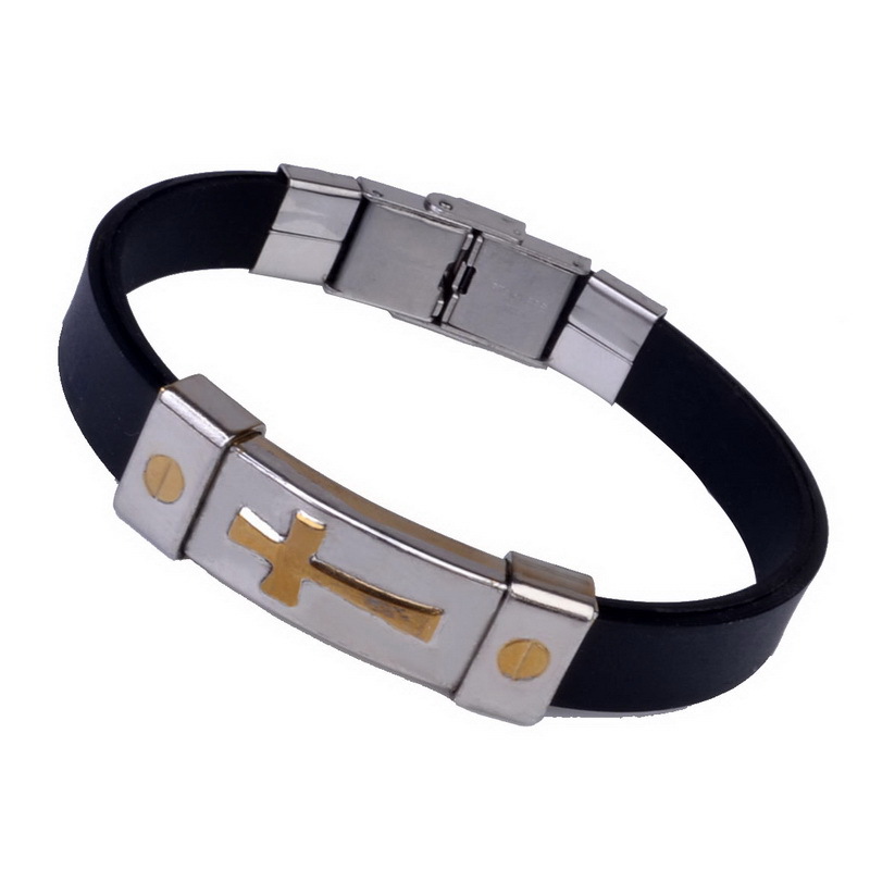 Brand Men Leather Bracelets Bangles For Men s 2015 Fashion Gold Plated Charm Bracelets Silicon Stainless