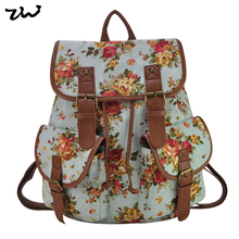 Flower Printing Backpack Canvas School Bags