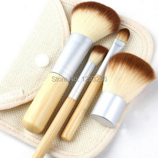 1set 4Pcs Bamboo Elaborate Powder Blending Eyeshadow Makeup Brushes Professional Cosmetic Make Up Brush Set Best
