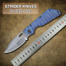 2015 de la alta calidad Strider D2 acero lámina TC4 titanium cuchillo plegable táctico de la supervivencia camping herramientas del envío libre