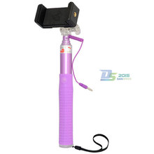 Pink  Extendable Selfie Wired Stick Phone Holder Remote Shutter Monopod For Smartphone@ifashion2014