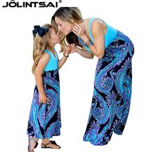 New 2016 Print Patchwork Mother Daughter font b Dresses b font For font b Women b