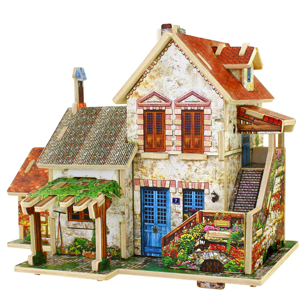Diy Wood Assembling Toys Diy Wooden Model Of Three-dimensional 3D Puzzle Educational Toys for Children Castle Model