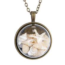 Fashion Glass Vintage Bronze Color Jewelry Newest Conch Pendant Statement Necklace&Pendants Fine Jewelry