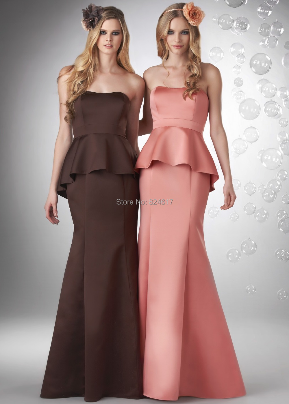 Brown And Pink Bridesmaid Dresses