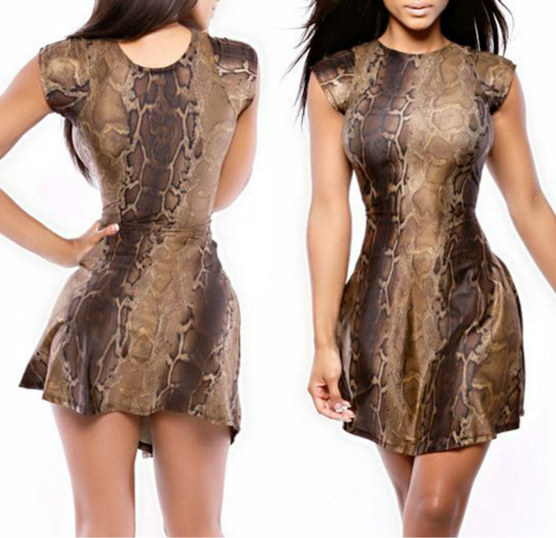 Sexy African Dresses For Women Bodycon Mini Dress Animal Printed Dress Clubwear