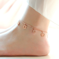 Top Quality 18KGP Rose Gold Plated Titanium Steel Camellia Flower Anklet Fashion Brand Women s Jewelry