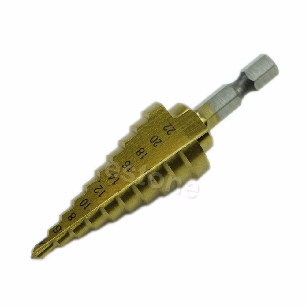 Y142 New Hex Titanium Step Cone Drill Bit Hole Cutter 4-22mm HSS 4241 For Sheet Metal