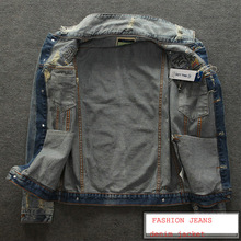 2015 New Arrival Europea Stylish Denim Rivet Jacket Coat Fashion Popular Brand Casual Jacket Men Clothing