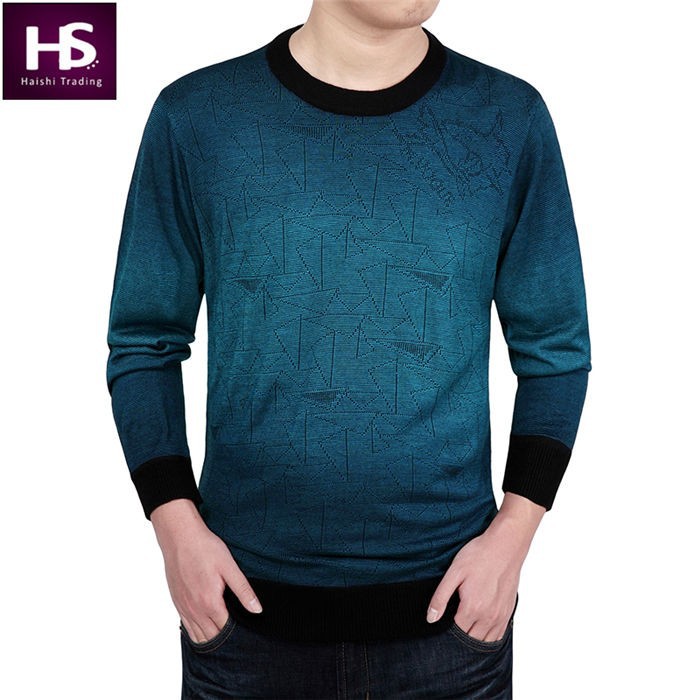 Cashmere Sweater Men 2015 Brand Clothing Mens Sweaters Fashion Print Hang Pye Casual Shirt Wool Pullover Men Pull O-Neck Dress T
