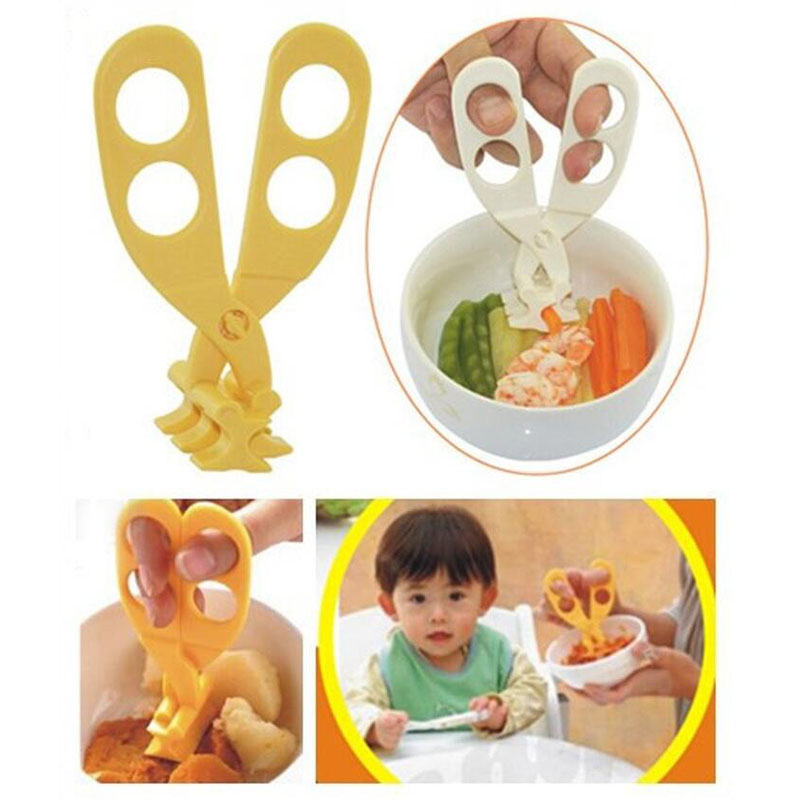 Professional Plastic Baby Food Scissors Crush Baby Food Supplement Scissors Blister Card Package 1 Piece