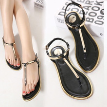 2016 New summer women sandals female rhinestone comfortable flats flip gladiator sandals party wedding shoes