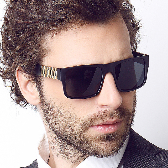 Brand Design Men Sunglasses Black Frame Fashion Anti-UV 400 Sun Glasses Square Oculos De Sol Masculino YC-2102