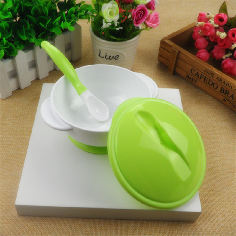 Baby sensing temperature dinnerware set bowl/spoon set children dishes baby special suction wall bowl binaural bowl with cover