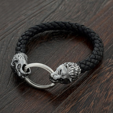 Hot sale ! leather Tibetan silver men bracelet titanium fashion male vintage accessories parataxis dragon bracelet men jewelry