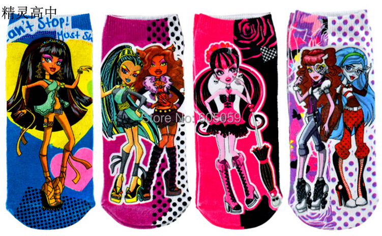 6 to 13 years polyester cartoon monsters High girls Children s socks baby kids birthday gifts