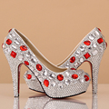 Custom Made Wedding Dress Shoes Rhinestone 4 Inches Heel Silver Bridal Shoes Gorgeous Prom Shoes Bridesmaid