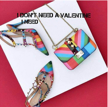2105 Hot Fashion Women Shoes Pumps Spell Color Rainbow Pointed Toe High Heels Buckle Studded Stiletto
