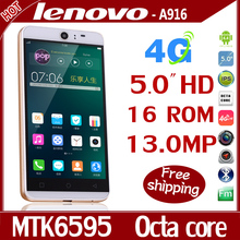 Original Lenovo A916 MTK6595 Octa Core Mobile Phone 13.0MP 3G RAM 16G ROM 5.0″HD Android 4.4.3 WCDMA GPS Dual SIM Cell Phone