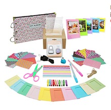 Fujifilm Instax Mini 90 Instant Camera Accessory Bundles-white hard case (Craft scissors/colorful Photo frame/border sticker …