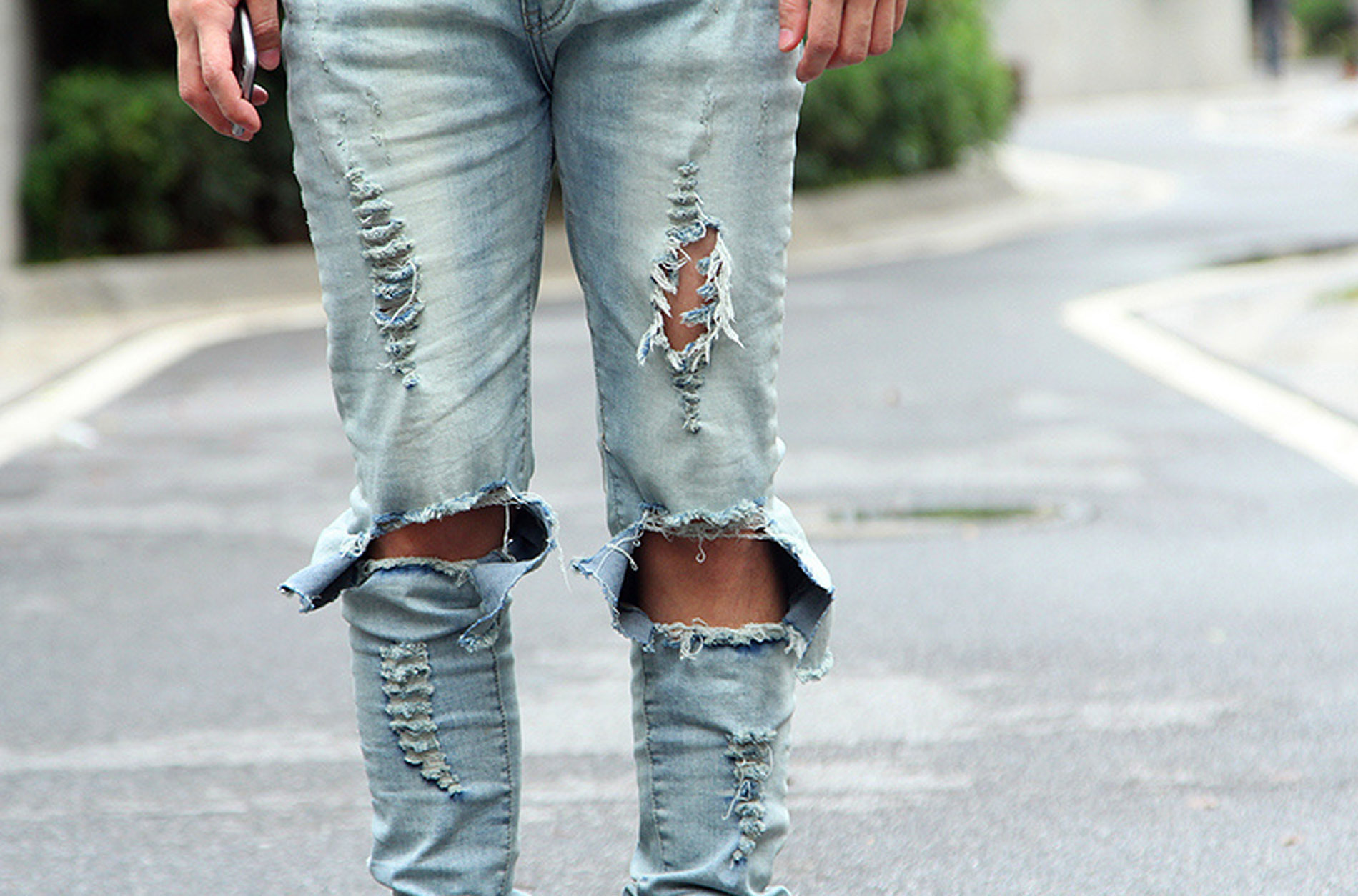 heavy torn jeans