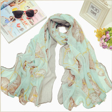 HR27 Voile summer style desigual long Korean fashion flower print voile scarf women scarves shawls desigual