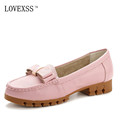 LOVEXSS Oxford Shoes Black Pink Casual Flats Genuine Leather Woman Shoes Butterfly knot Crystal Oxford Flats