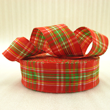 25y42282 1″(25mm) red plaid scotish printed polyester 25 yards, diy handmade materials, wedding gift wrap