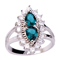 lingmei Unisex Jewelry Bezel Green & White Sapphire 925 Silver Ring Size 6 7 8 9 10 Women Finger Rings Feee Shipping Wholesale