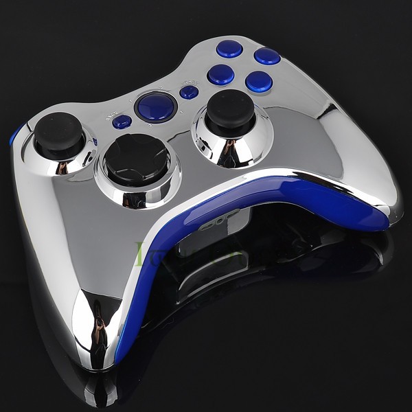 FOR xbox 360 controller chrome silver shell07
