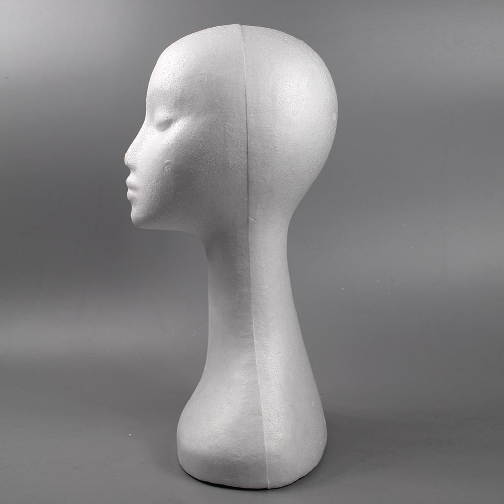 White Swan Polystyrene Female Head Retail Display Dummy Wig Stand 50cm 