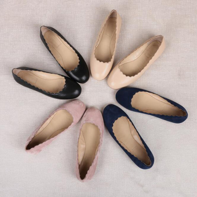 Venta caliente! nueva Moda Alpargatas de Cuero Genuino Mujeres de Los Planos de Zapatos
