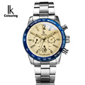 New 2016 Multi Functional Calendar 24Hours 3Eyes Luxury Men Automatic Self Wind Watch IK Brand Steel