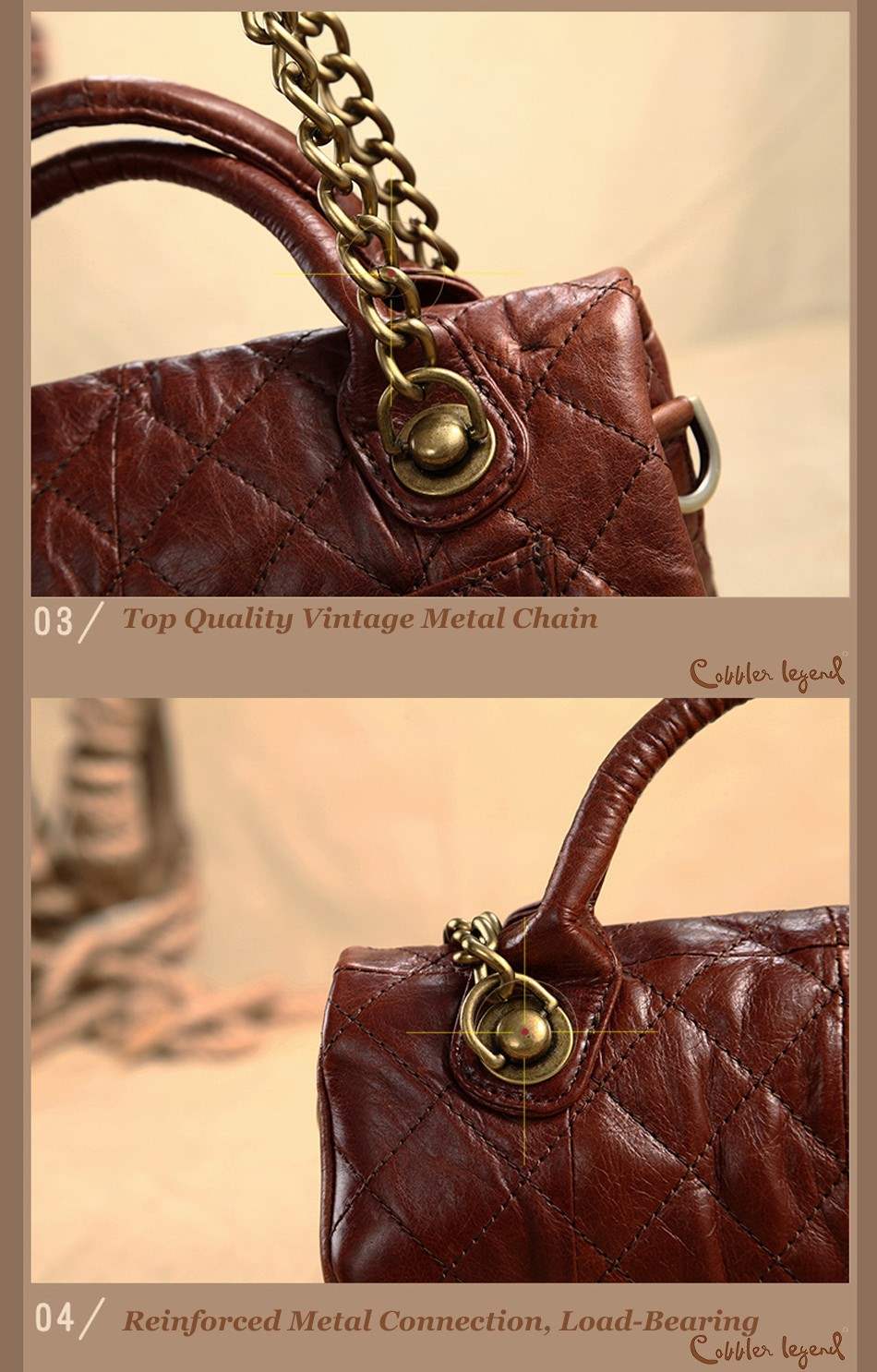 Cobbler Legend Vintage Oil Wax Genuine Leather Women's Messenger Bag