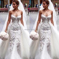 Gorgeous Elegant OWD805 Sexy Mermaid Beaded Lace and Tulle 2 in 1 Removable Detachable Train Wedding