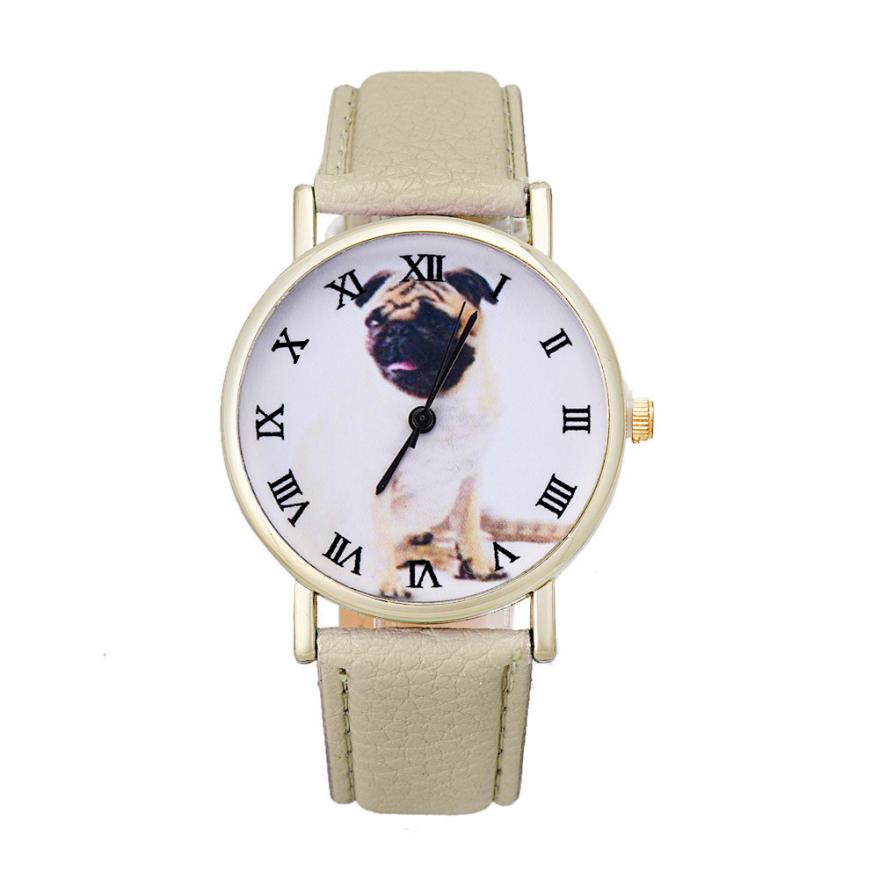 D6li Cute Shar Pei Dog Pet Pattern Fashion Men Women Sport Leather Band Analog Quartz Vogue