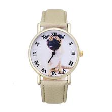 D6li Cute Shar Pei Dog Pet Pattern Fashion Men Women Sport Leather Band Analog Quartz Vogue