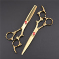 Gold Hair Scissors Professional Cutting Thinning Scissors Set Hairdressing Salon For Barber Hair Styling Tools 6